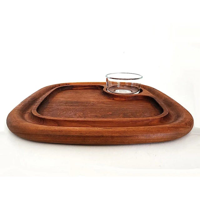 Mid-Century Modern Mid 20th Century Dansk Teak Wood Snack Tray With Bowl by Jens H Quistgaard For Sale - Image 3 of 12
