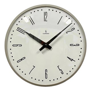 Industrial Factory Grey Wall Clock from Siemens, 1970s For Sale