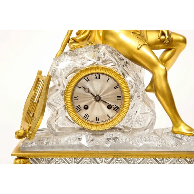 An Exquisite French Empire Ormolu and Cut-Crystal Clock, C. 1815 For Sale - Image 4 of 17