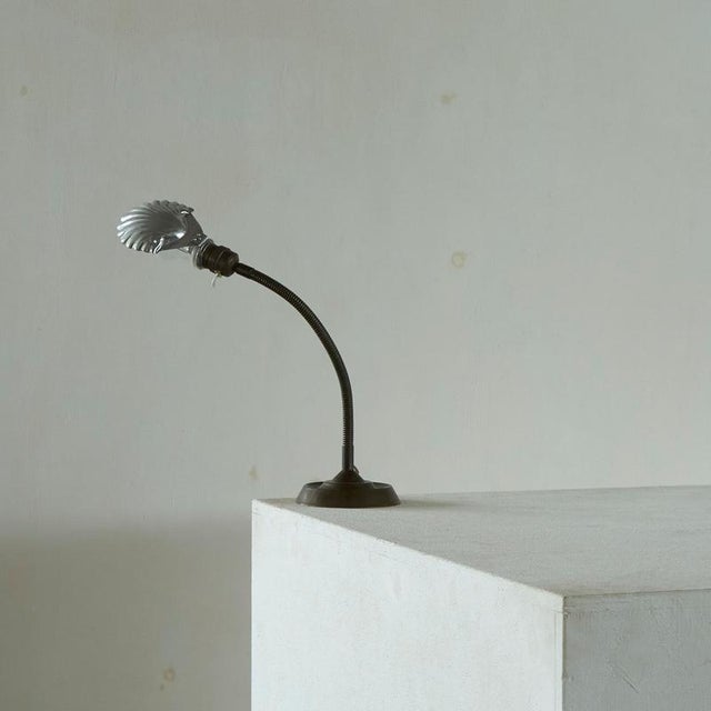 Art deco adjustable shell shade table lamp belgium 1930s. Beautiful 1930s art deco table lamp with adjustable stem and...