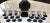 French Luminarc/ Arcoroc set of “Domino” black stemmed glasses (6 goblets, 6 champagne flutes, and 6 wine glasses) and...