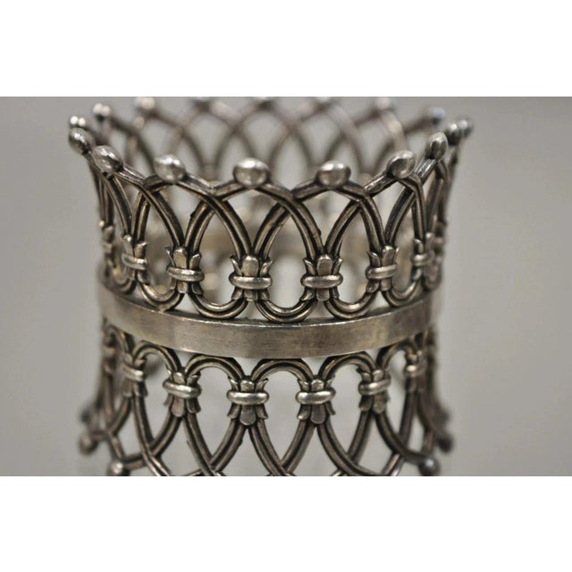 Victorian Antique English Victorian Silver Plated Fretwork Crown Napkin Rings - A Pair For Sale - Image 3 of 8