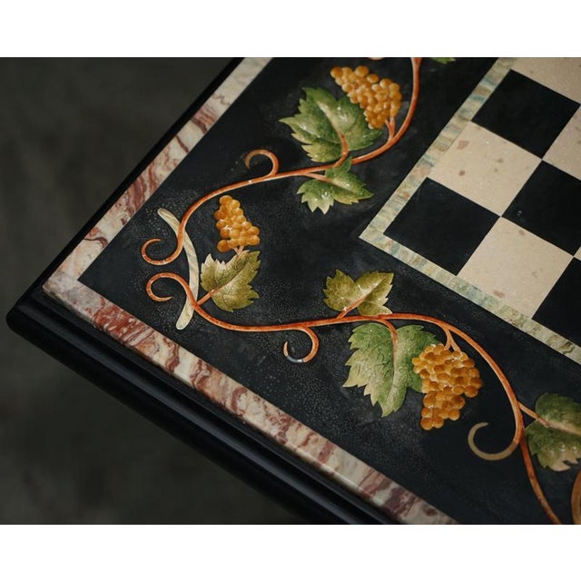 Large Antique Pietra Dura Marble Inlaid Chessboard Table with Cherrywood Base, 1880 For Sale - Image 14 of 18