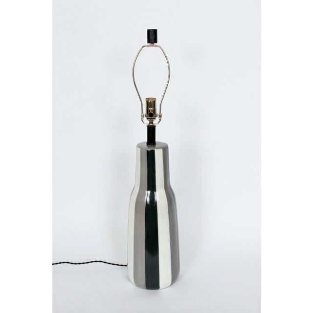 Tall Design-Technics Black, White & Gray Pottery Table Lamp, 1950's For Sale - Image 13 of 13