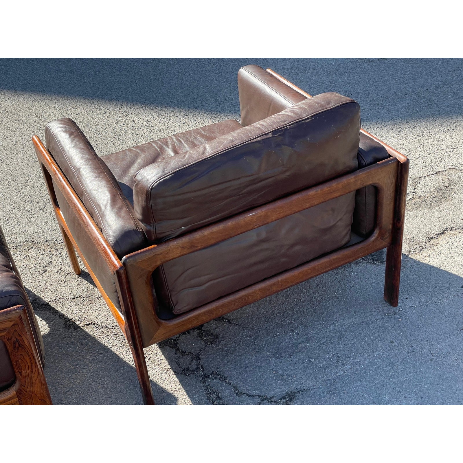 Mid-Century Modern Danish Living Room Set in Rosewood and Leather by Arne Wahl Iversen, 1970s, Set of 3