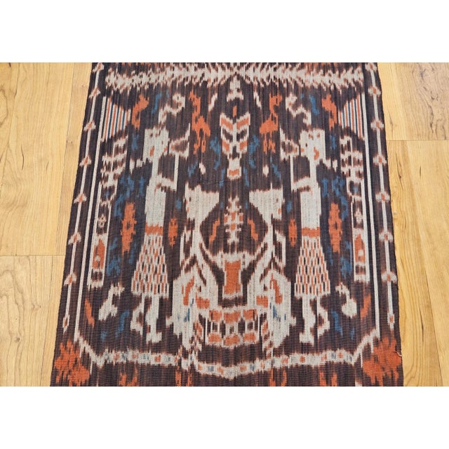 Vintage Hand-Woven Ikat Textile Panel, Abstract Design From Indonesia For Sale - Image 4 of 10