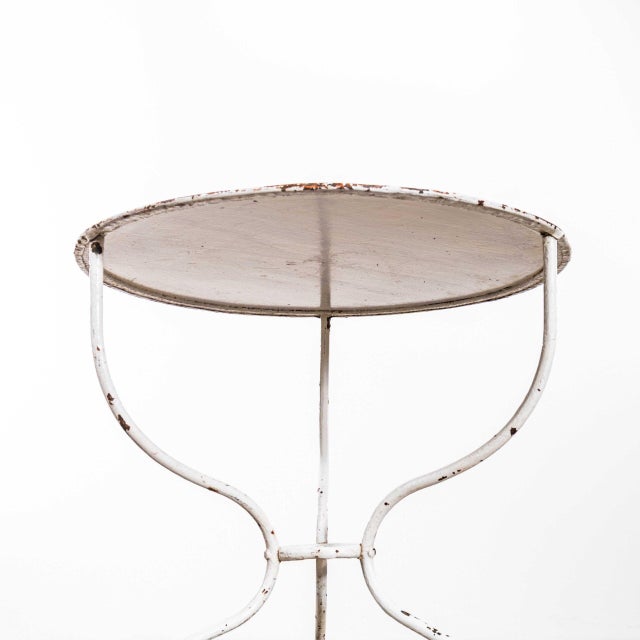 Small French White Metal Gueridon Table, 1950s For Sale - Image 6 of 8