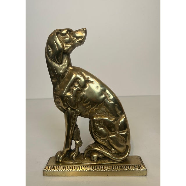 1930s Pair of bronze andirons depicting dogs French works from the Art Deco period For Sale - Image 5 of 12
