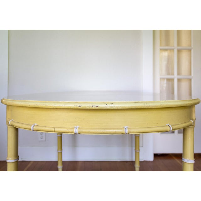 Thomasville Faux Bamboo Butter Yellow Oval Dining Table For Sale - Image 6 of 12