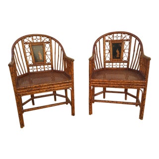 Pair Matiland Smith Chairs Chinoiserie Bamboo For Sale