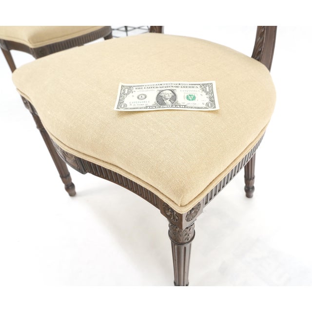 Wood Pair of Finely Carved Walnut Cameo Back Louis XVi Side Fire Chairs New Upholster For Sale - Image 7 of 17