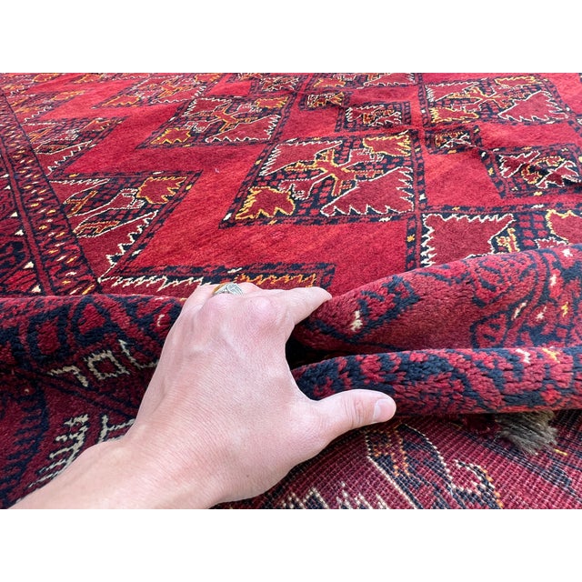 Vintage Afghan Ersari Khamyab Diamond Chain Tribal Rug - 9'2" X 6'0" For Sale - Image 13 of 14