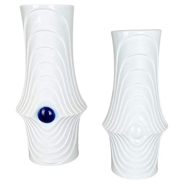 Op Art Porcelain Vases from Royal Bavaria KPM, Germany, 1970s, Set of 2 For Sale
