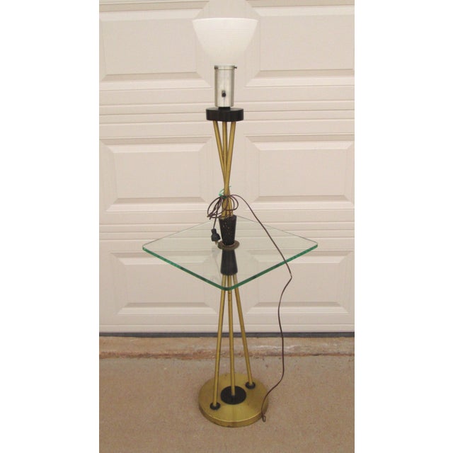 Gerald Thurston Attributed Floor Lamp and Glass Table For Sale - Image 10 of 12