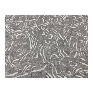 Fermoie Pebble Pebb-012 Coffee and Cream Taupe Coral Cream Abstract Linen Upholstery Drapery Fabric For Sale