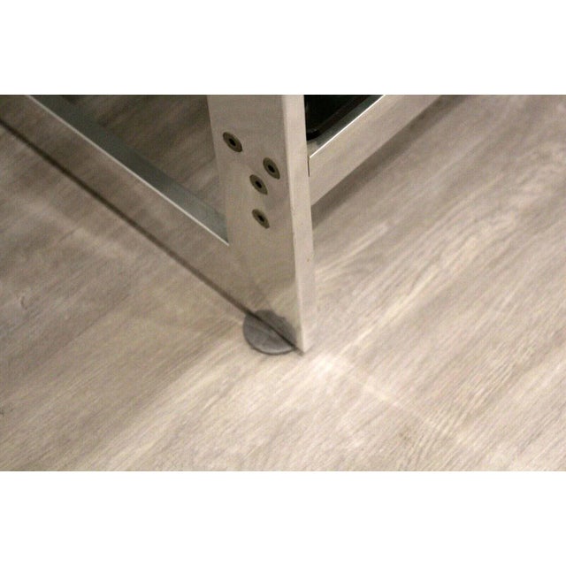 Baughman Style Brushed Steel & Smoked Glass Etagere Shelving Unit For Sale In Detroit - Image 6 of 8