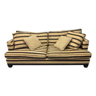 Custom Striped Upholstered Sofa Attributed to Burton James For Sale