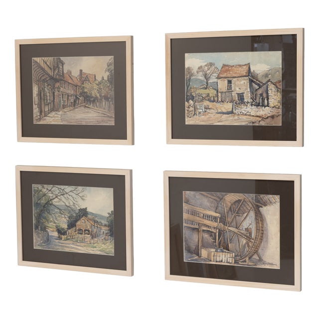 Mary Williams, English Country Scenes, 1970s, Paint, Set of 4 For Sale