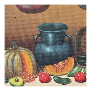 Pair of Orlando Still Life Oil Paintings Framed 1990s Southwest Kitchen
