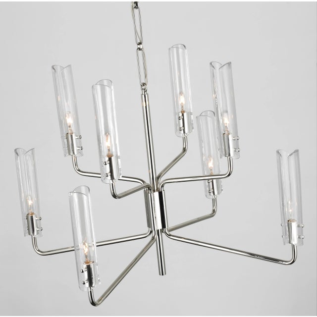 Visual Comfort AERIN for Visual Comfort Signature Casoria Medium Two-Tier Chandelier in Polished Nickel with Clear Glass For Sale - Image 4 of 7