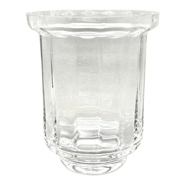 Vintage Wedgwood Crystal "Brancaster" Large 8 Inch Hurricane Vase and Candle Holder For Sale