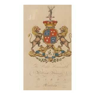 18th Century Framed Hand Colored Armorial Heraldry Coat of Arms Engraving 1764 Segar For Sale