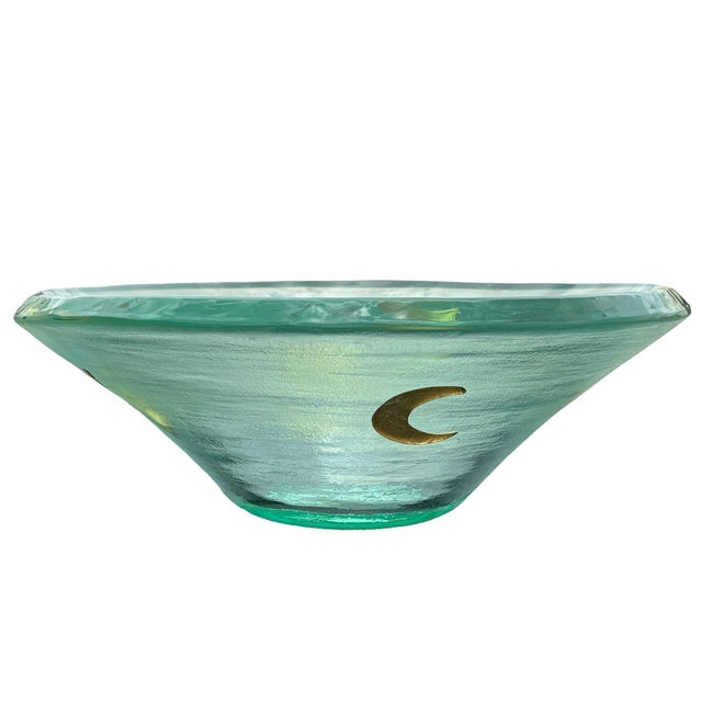 Bespoke kiln-formed large art glass bowl by Jeffrey Andrews Featuring a Jet-cut leaf design with Kiln-Formed reliefs...