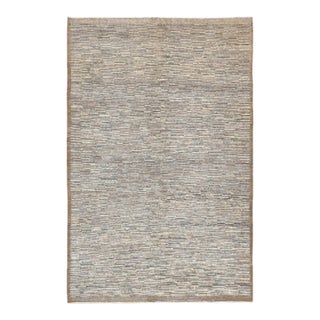 Brown & Grey Modern Wool Rug For Sale