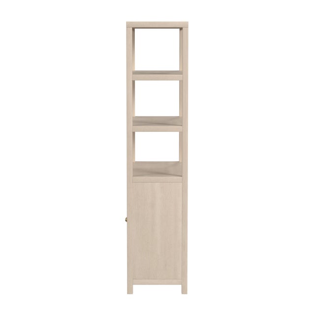 2020s Nora 32 in W. x 72 in. H Wood 3- Tier Etagere Bookcase, Antique Taupe For Sale - Image 5 of 8