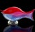 Beautiful, and large, vintage Murano hand blown opalescent white and red stripe Italian art glass flat fish sculpture. The...