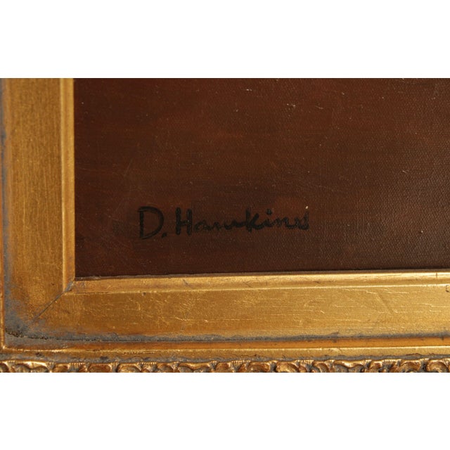 Vintage 20th C. Portrait of Victorian Woman Oil Painting, Signed 'D. Hawkins' For Sale - Image 9 of 13