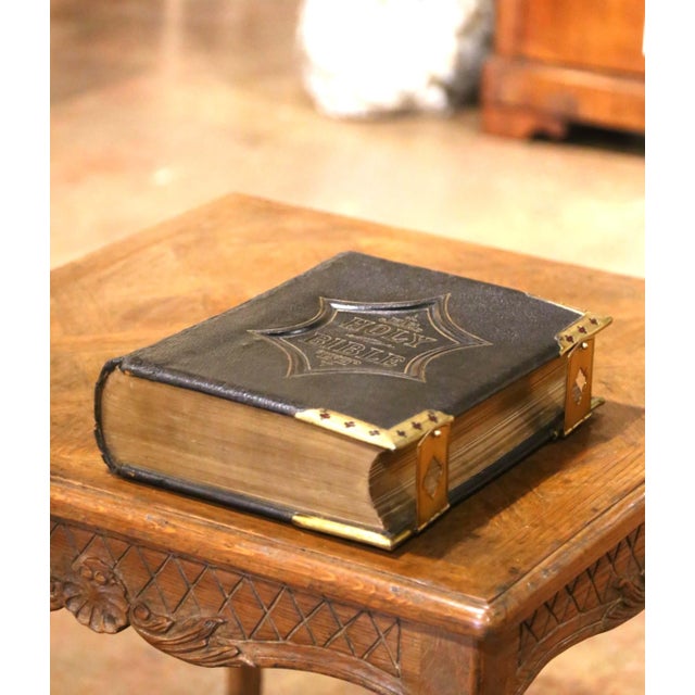 English 19th Century English Leather-Bound Illustrated Family Bible With Brass Mounts For Sale - Image 3 of 12