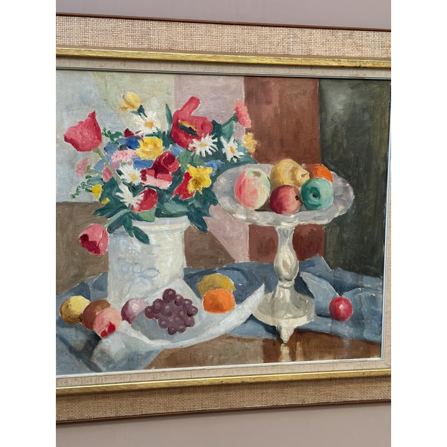 Ellis Wallin, Flowers and Fruit, 1968, Oil on Canvas, Framed For Sale - Image 14 of 16