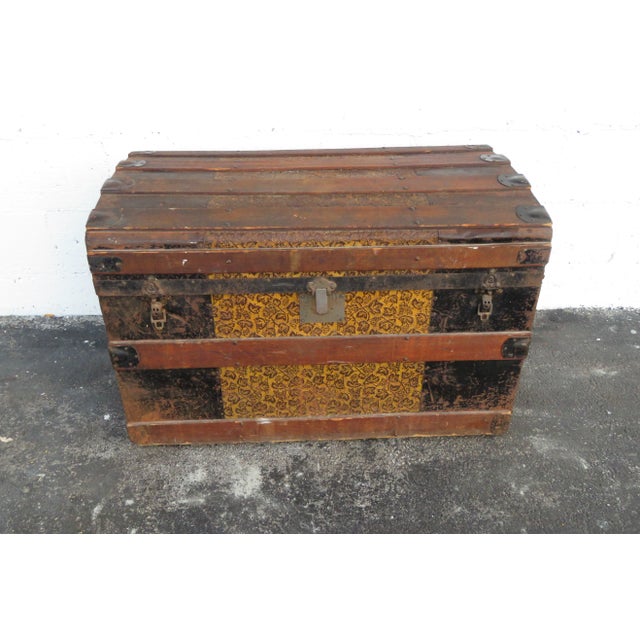 Early 1900s Travel Trunk Blanket Chest For Sale - Image 4 of 13