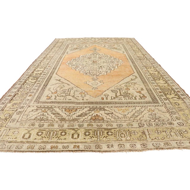Contemporary Mid 20th Century Vintage Turkish Oushak Rug 06'01 X 10'07 For Sale - Image 3 of 8