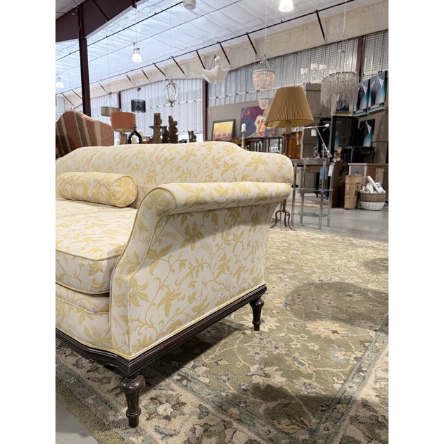 Vintage Yi’s Upholstered Sofa in Yellow Floral Fabric For Sale - Image 4 of 8
