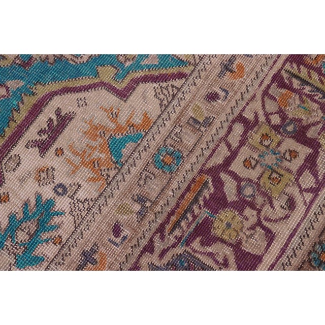 Shabby Chic 1990's Vintage Blue/Purple Wool Rug - 7'7'' X 11'2'' For Sale In New York - Image 6 of 10