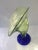 Blenko Art Glass Art Deco Fan Shape Two Tone Color of Deep Sapphire Blue & Light Green Vase For Sale In Monterey, CA - Image 6 of 13