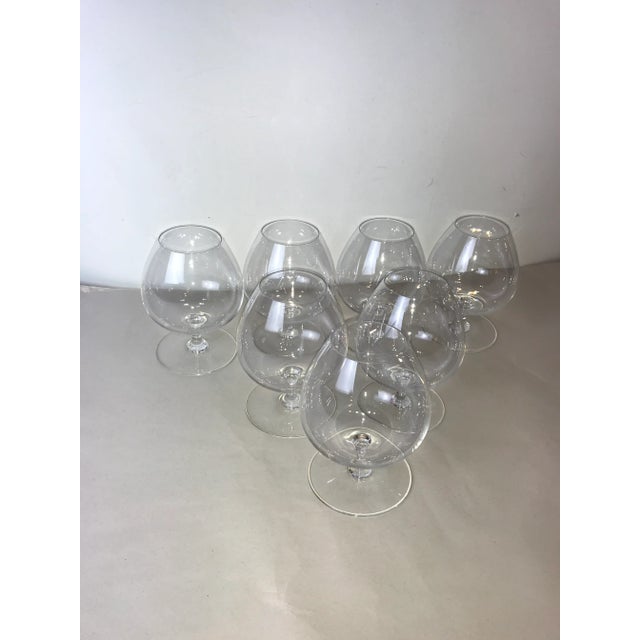 French Crystal Glass Cognac / Brandy Snifter Etched Stemware Set of 7 Chairish