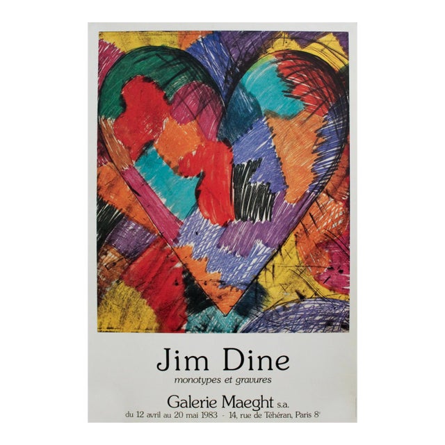 1983 French Exhibition Vintage Poster - Jim Dine, Galerie Maeght, Paris, Monotypes Et Gravures For Sale