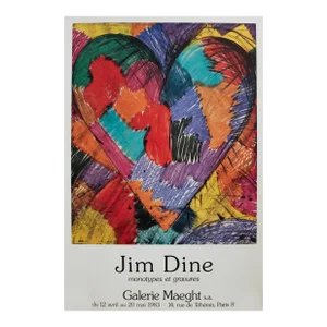 1983 French Exhibition Vintage Poster - Jim Dine, Galerie Maeght, Paris, Monotypes Et Gravures
