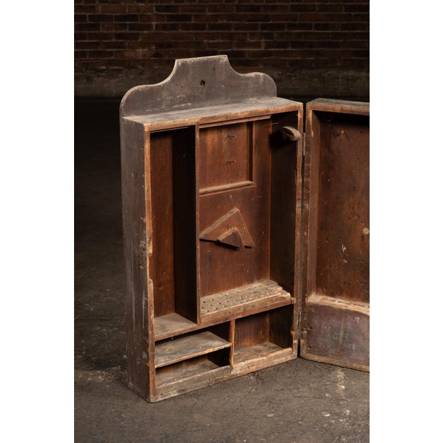 Late 19th Century Antique Wooden Swing-Open Tool Cabinet For Sale - Image 5 of 8
