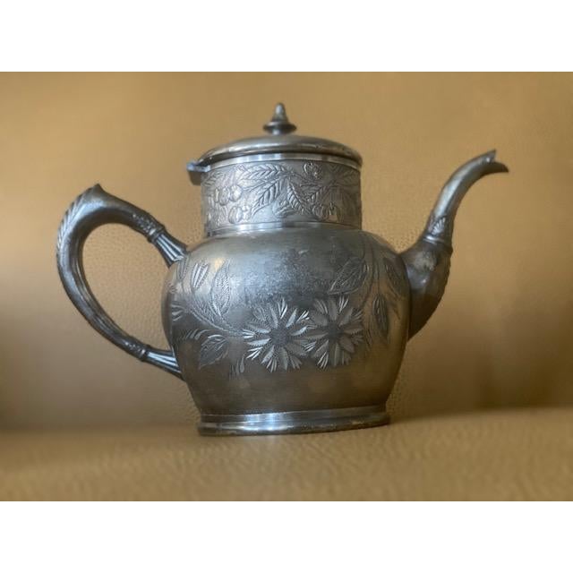 1930s Wm Rogers Vintage Quadruple Silverplate Teapot Rosebud Top For Sale - Image 4 of 6