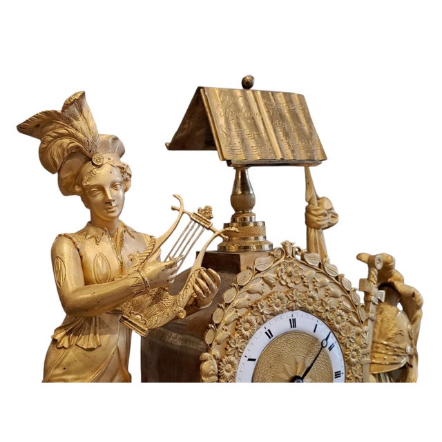 Empire Parisian Mercury-Gilt Bronze Statue Table Clock, France For Sale - Image 6 of 9