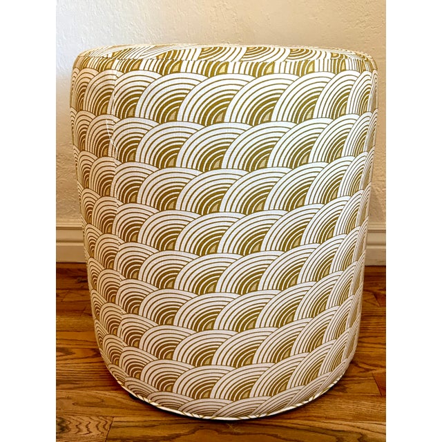 Lee Industries "Eclipse Sun" Custom Upholstered Drum Ottoman For Sale In Denver - Image 6 of 12