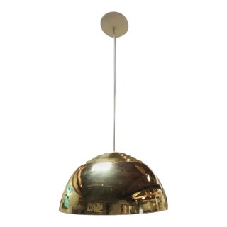 Lightolier Mid-Century Modern Concentric Louvered Brass Pendant Light / Chandelier For Sale