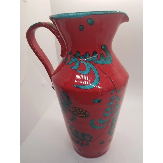 Collectible Italian Ceramic Pitcher in Red and Green/Holiday Flower Vase/Italian Ewer/Lemonade Pitcher/Housewarming...