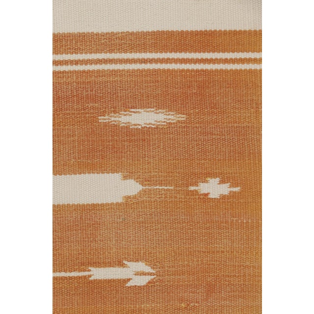 Textile Rug & Kilim’s Contemporary Dhurrie Rug in Rust and White Stripes For Sale - Image 7 of 8