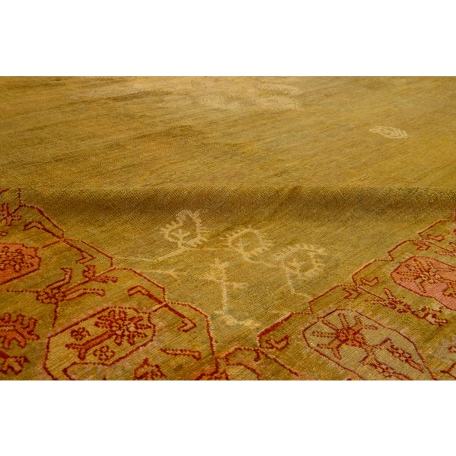 Goldenrod Goldenrod Turkish Oushak Antique Square Wool Rug Featuring a Center Design For Sale - Image 8 of 10