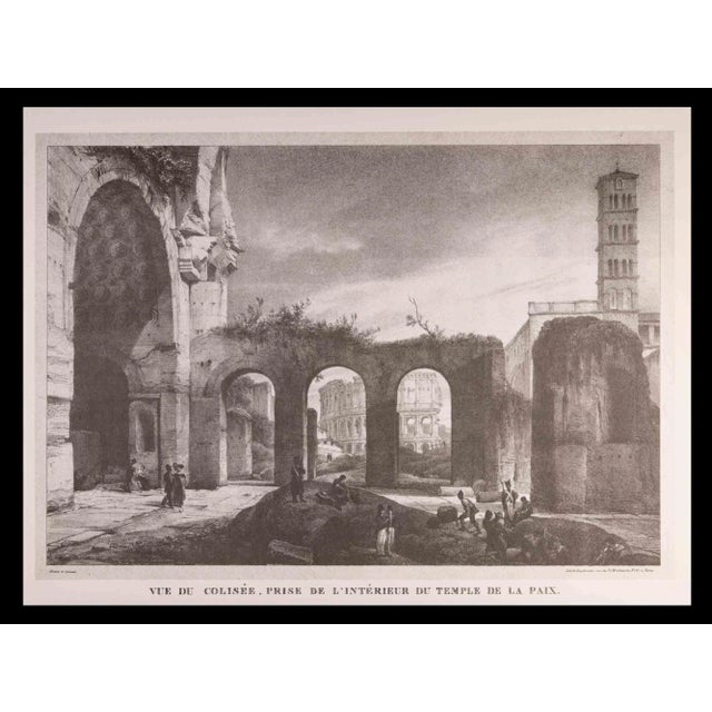 Roman Temples and Ruins is a vintage offset print artwork on paper, realized after G. Engelmann(1788-1839), in the late...